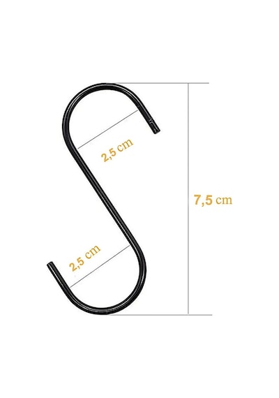 2 Adet, Siyah Renk, 7,5 Cm, Metal Kanca, S Kanca, Es Kanca, Banyo Kanca, Demir Kanca Metal Siyah Diğer