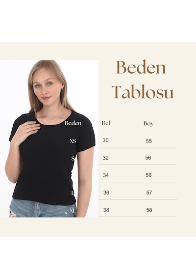 Monox Kadın Fitilli Likralı Pamuk Basic Tshirt Beyaz