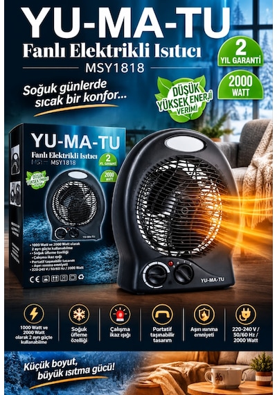 Yu-ma-tu Msy1818 2000 W Fanlı Elektrikli Isıtıcı