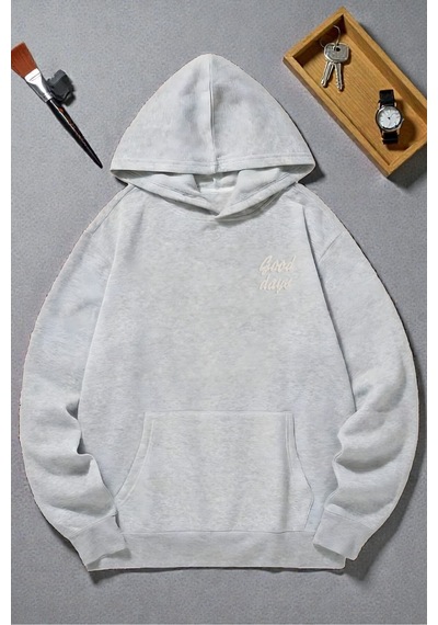 Uyguntarz Unisex Good Days Baskılı Oversize Sweatshirt Gri