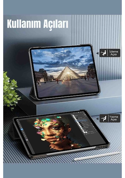 Galaxy Tab S10 Fe Uyumlu 10.9" Katlanabilen Standlı Smart Cover Akıllı Tablet Kılıfı Kapaklı Kılıf ROSE GOLD