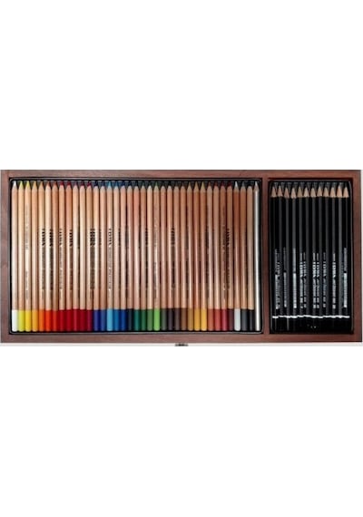 Lyra 50 Parça Polycolor Özel Gül Ağacı Ahşap Kutu Sketch Set