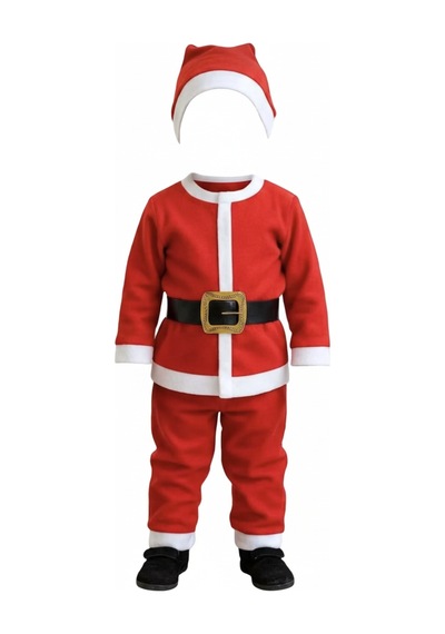 2 3 Yaş Çocuk Noel Baba Kostümü Şapkalı Ve Kemerli Yılbaşı Elbise Seti Diğer