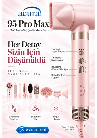 Acura Ac-95 Pro Max 9 U 1 Arada Profesyonel Saç Şekillendirme Seti