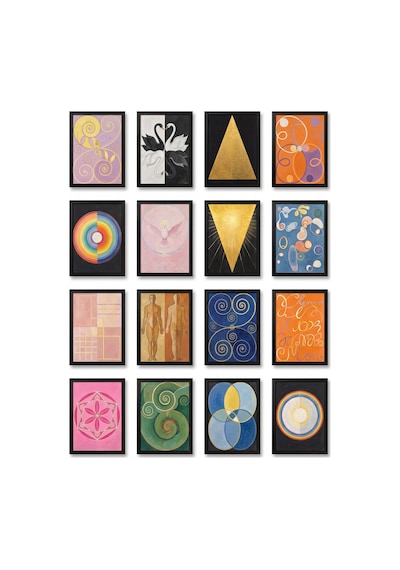 Hilma Af Klint Tabloları 16'lı Sticker Seti Laptop Defter Ajanda Etiket Çok Renkli