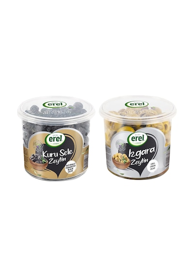Avni Erel Izgara Yeşil Zeytin Ve Kuru Sele Siyah Zeytin 400 Gr 2 Li Paket