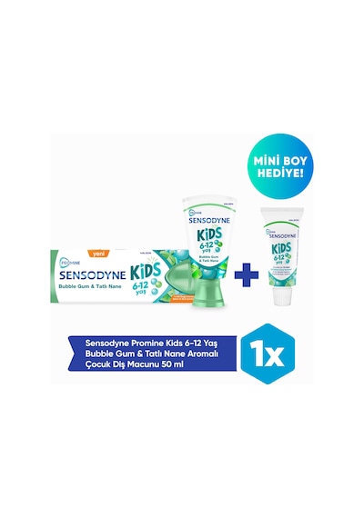 Sensodyne Promine 6 +yaş Çocuk Diş Macunu 50ml - Bubble Gum Aromalı 50ml + Mini Boy Hediye 15ml