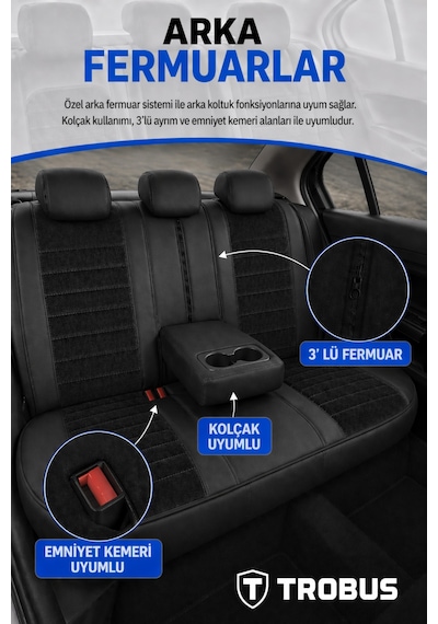 Citroen Nemo 2008-2014 Tay Tüyü Deri Detay Koltuk Kılıfı Prestige Line Siyah