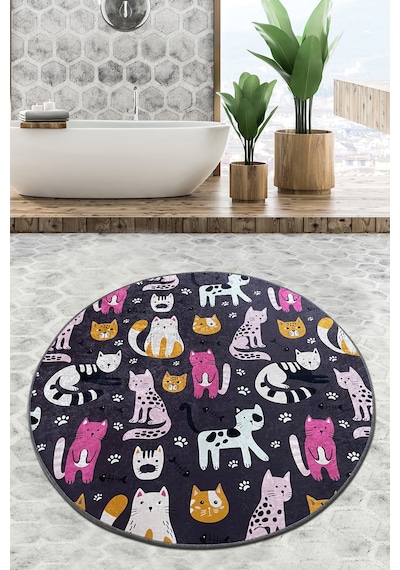 Park Cat Çap Banyo Halısı Djt 120x120 cm Çok Renkli