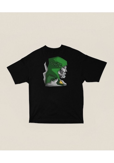 Doctor Doomsday Karakter Baskılı Unisex Oversize Marvel Tişört Siyah