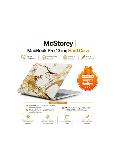 Macbook Pro 13 Mermer Desenli Kılıf A1706 A1708 A1989 A2159 A2251 A2289 A2338 M1 M2 Uyumlu Baskılı Sert Kılıf İnce Hafif Tpu Koruyucu Kapak Sarı