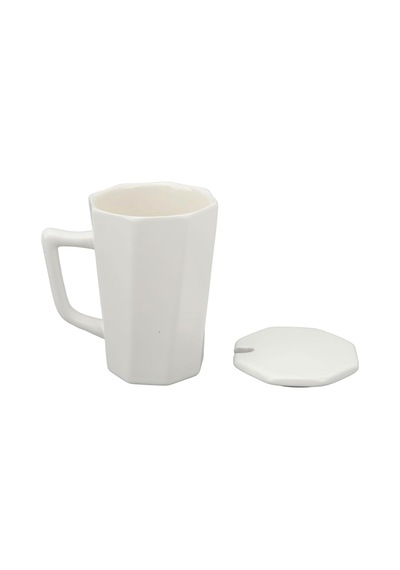 Mermer Tasarımlı Kapaklı Kaşıklı Sıcak Tutan Kupa Bardak Fincan Mug Mini Motivasyon Termos 330 Ml. Beyaz