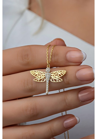 Nereze 925 Ayar Gümüş Zirkon Taşlı Gold Yusufcuk Kolye