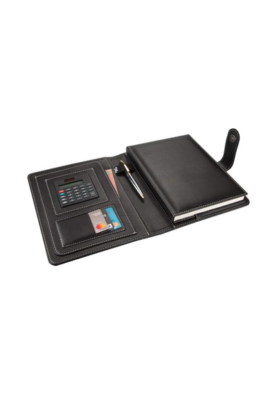 2k 4530 Ajanda Tarihsiz Çizgili 17 X 24 Cm Ajanda/defter Hesap Makineli Suni Deri Organizer, Siyah