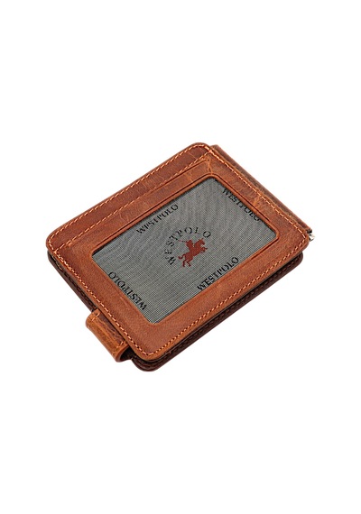 Westpolo Hakiki Eskitme Deri Kuşaklı Kağıt Para Klipsli Unisex Kartlık - G2 Taba-taba G2 Taba-naturel Taba