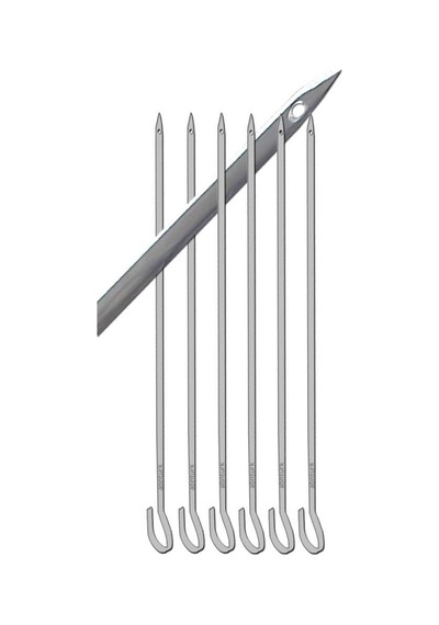 6 Adet Paslanmaz Çelik Tokat Kebabı Şişi 30cm Ucu Delik Özel Ürün 7x2mm Kancalı Yassı Kebap Şişleri