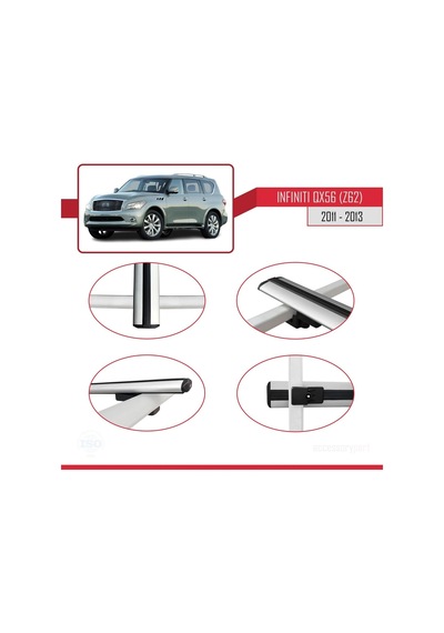Infiniti Qx56 Z62 2011-2013 Arası İle Uyumlu Basic Model Ara Atkı Tavan Barı Gri 3 Adet