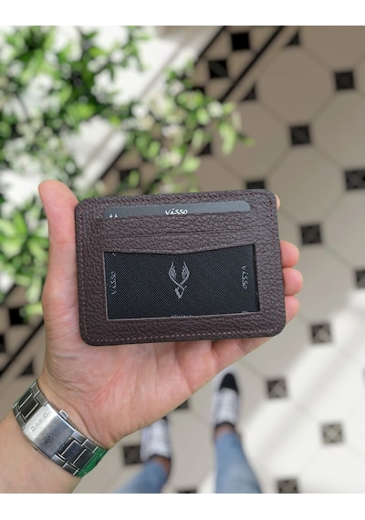 Visso 8600 Hakiki Deri Kartlık Erkek & Kadın Çanta Kahve Gutty