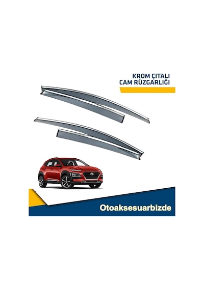 Hyundai Kona Mügen Cam Rüzgarlığı Kromlu 2015-2021 Arası 4 Lü Set