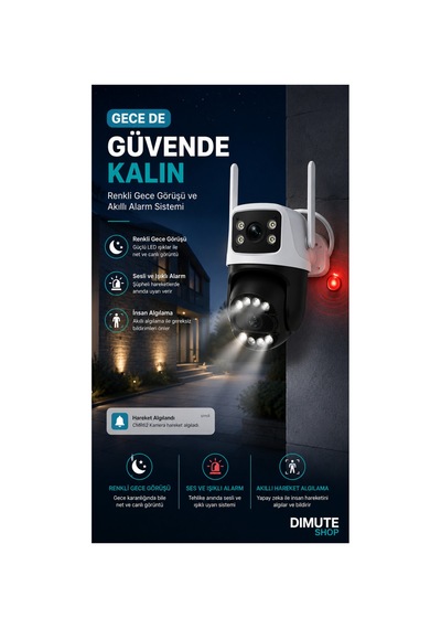 Cmr62 Çift Lens Wifi Güvenlik Kamerası Ptz Gece Görüşlü Hareket Takipli Ip Kamera - 888640493