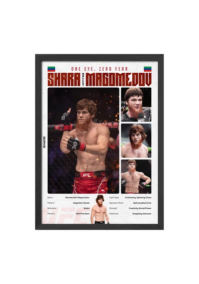 Shara Magomedov Ufc Siyah Ahşap Çerçeveli Poster, Dekoratif Dövüş Duvar Tablosu