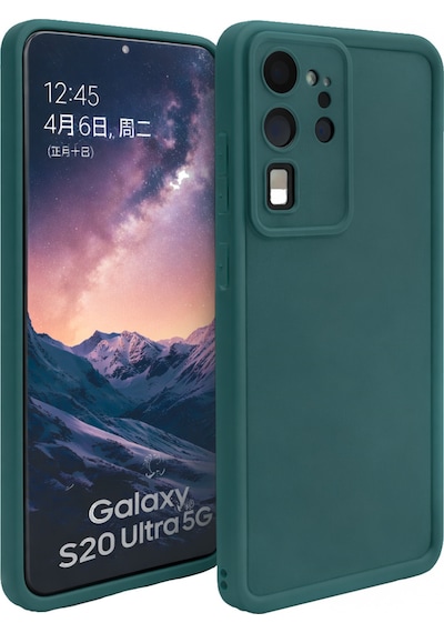 Samsung Galaxy S20 Ultra Uyumlu Kamera Çıkıntılı Mat Silikon Telefon Kılıfı Yeşil