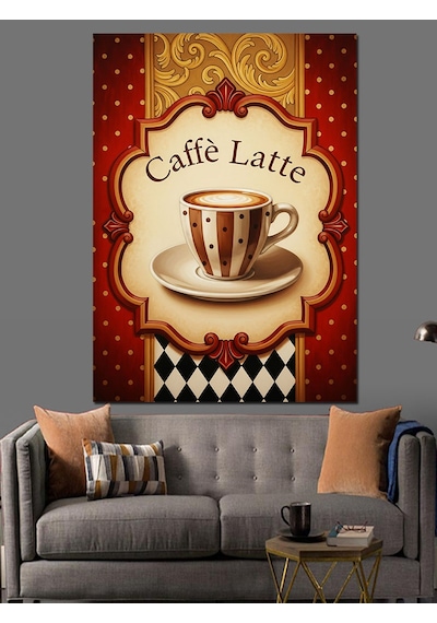 Caffe Latte Kahve Posteri Dekoratif Kanvas - Mdf Ahşap Tablo