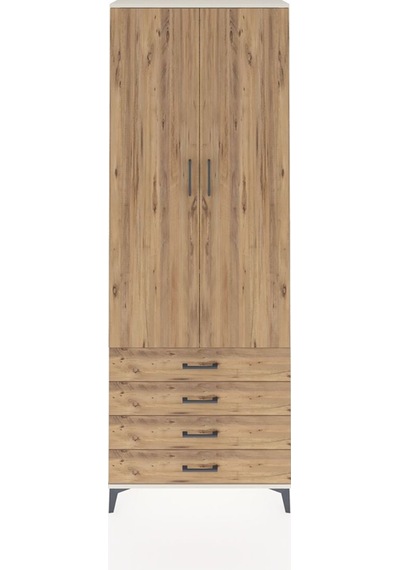 Arges Dolap 2 Raflı 4 Çekmeceli Tek Askılı 88x30x243 Aytaşı-çam Aytaşı