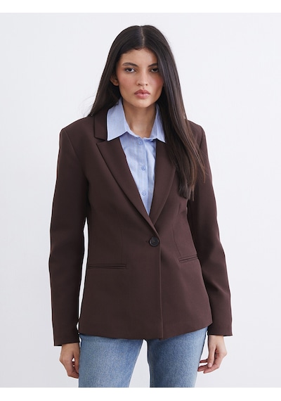 Lcw Vision Kahverengi Krep Kadın Blazer Ceket