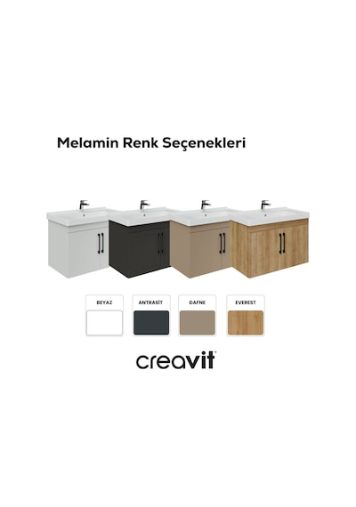 Creavit D20 80 Cm Kapaklı Lavabo Dolabı Beyaz Melamin Kapak Demonte Mat Beyaz