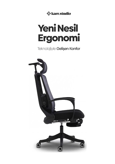 Yatomi Masajlı Ergonomik Çalışma Sandalyesi - Siyah
