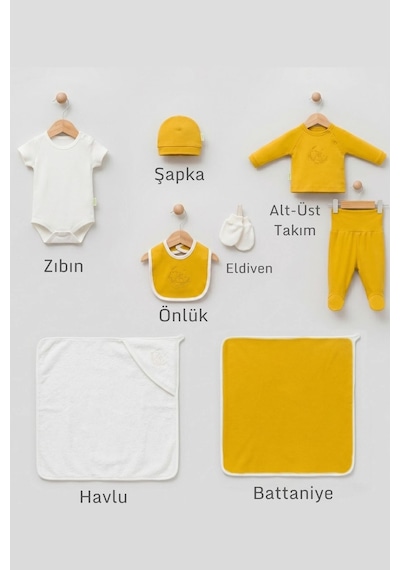 Cantoy Organik Pamuklu 8'li Hastane Çıkışı Oeko-tex Sertifikalı Sarı