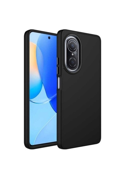 Huawei Nova 9 Se Kılıf Metal Çerçeve Ve Buton Tasarımlı Silikon Zore Luna Kapak Siyah