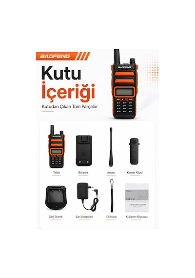 Bf-h5 Plus 10w Çift Bant Şarjlı El Telsizi Lcd Ekranlı Taşınabilir Profesyonel Telsiz