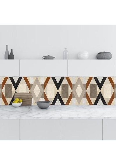 Mutfak Tezgah Arası Folyo Fayans Kaplama Folyosu Geometrik Dekorasyon 60x400 Cm Diğer