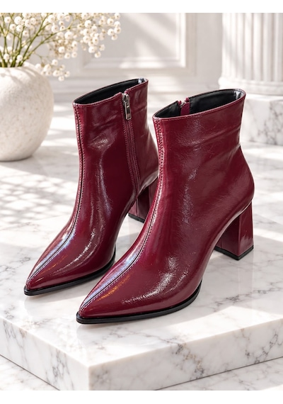 Dabab Shoes Yona Kadın Bordo Kırışık Rugan Sivri Burun Ön Dikiş Detaylı Fermuarlı İçi Sıcak Astarlı 7 Cm Kalın Topuklu Bot Bootie Dabab Shoes Yona Kadın Bordo Kırışık Rugan Sivri Burun Ön Dikiş Detaylı Fermuarlı İçi Sıcak Astarlı 7 Cm Kalın Topuklu Bot Bootie