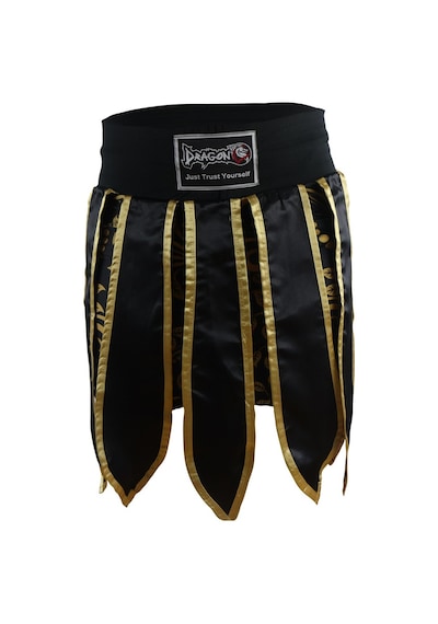 Dragondo Mt3031 Muay Thai Kick Boks Şortu Taytlı Püsküllü Şort Siyah Siyah
