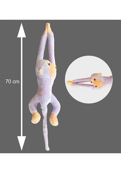 Sevimli Peluş Maymun Oyuncak , Elleri Yapışabilen 70 Cm Lila