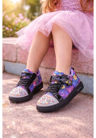 Muggo Smile Taş Detaylı Desenli Cırtlı Kız Çocuk Işıklı Günlük Sneaker Spor Ayakkabı Siyah Muggo Smile Taş Detaylı Desenli Cırtlı Kız Çocuk Işıklı Günlük Sneaker Spor Ayakkabı Siyah