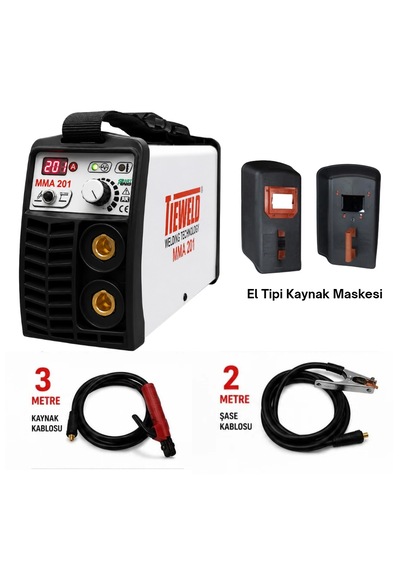 Tieweld Mma201 İnverter Kaynak Makinası El Kaynak Maskesi Cam Dahil