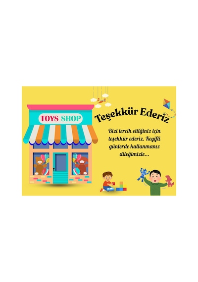 Oyuncak Mağazaları İçin Tebrik Kartı, Teşekkür Kartı, Not Kartı Ve Sipariş Kartı 100 Adet - Sarı - 173