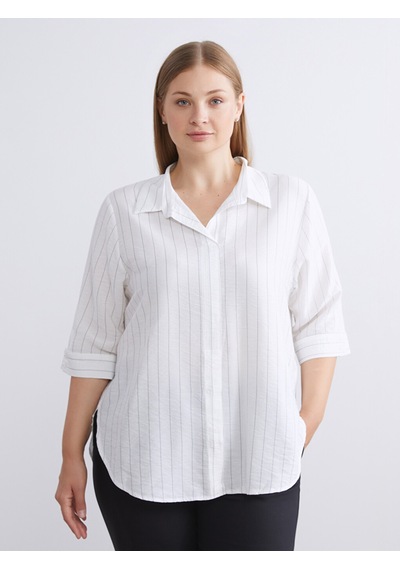 Lcwaıkıkı Classic Beyaz Loose Fit Çizgili Bluz