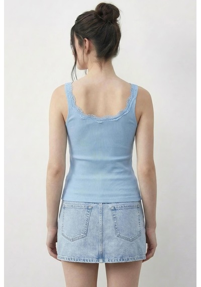 Shade Kadın Pamuklu Slim Fit U Yaka Dantelli Atlet 1053 60286022 - Bebe Mavisi Çok Renkli Shade Kadın Pamuklu Slim Fit U Yaka Dantelli Atlet 1053 60286022 - Bebe Mavisi Çok Renkli