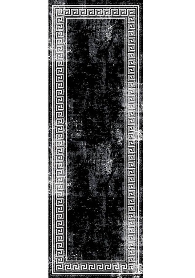 Siyah Çerçeveli Desen Premium Masa Örtüsü Runner Rnr325n11