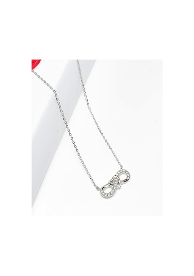 Brezza Lusso Jewelry Gümüş Birbirine Bağlı Kalpli Sonsuzluk Kadın Gümüş Kolye 45 CM