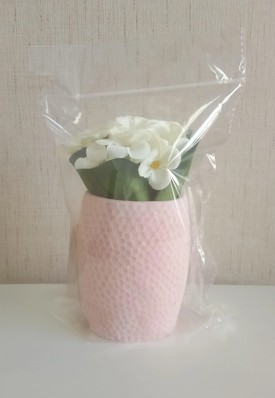 2 Adet Vazo Dahil,vazoda Çiçek,beyaz Yapay Çiçek,vazo Pembe Petek Desenli Poliresin 8x8x15cm Çok Renkli