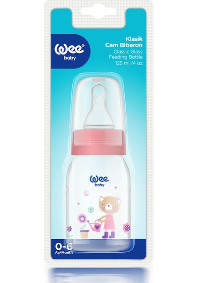 Wee Baby Klasik Cam Biberon 125 ml Pembe 0-6 Ay