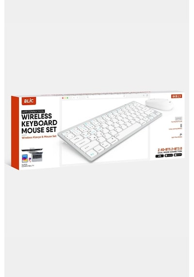 Miaxtreme Beyaz Kablosuz Zarif Sessiz Tasarım Dual Mode 2.4g+bt5.2 Klavye Mouse Set Apple Uyumlu iOs Android Windows