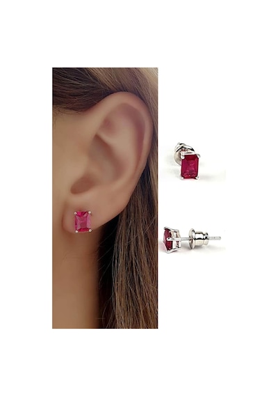 Skydiamond Red Creative Rubies 925 Ayar Gümüş Baget Küpe