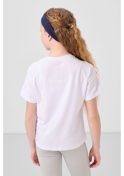 Beyaz Pamuklu O Yaka Oversize Fit Basic Kız Çocuk T-shirt - 75182 Beyaz